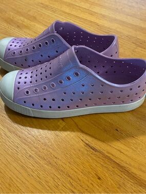 Native Shoes Kids Slip-On Sneakers in Lavender and White